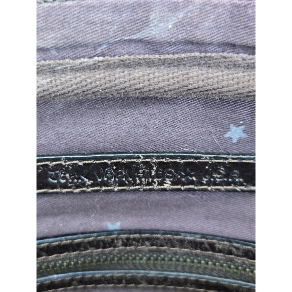 John Varvatos Distressed Attache Laptop Messenger Bag Leather Canvas